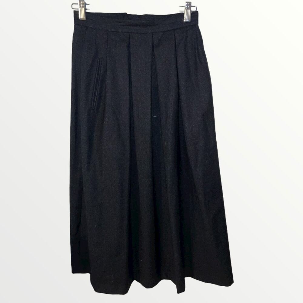 Vintage Anne Klein Black Wool Skirt Sz 8 EUC